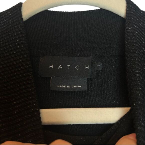 Hatch Metallic Black Lurex Belen Sweater Dress Mock Neck Shimmer Size 1 / Small - Picture 7 of 9